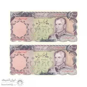 اسکناس 5000 ریال (انصاری - یگانه) - محمد رضا شاه