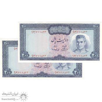اسکناس 200 ریال (آموزگار - سمیعی) - جفت - UNC63 - محمد رضا شاه