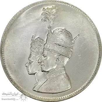 مدال نقره جشن تاجگذاری 1346 - MS62 - محمد رضا شاه