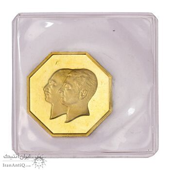 مدال طلا 5 گرمی بانک ملی (هشت ضلعی) - با پلمپ - PF67 - محمد رضا شاه