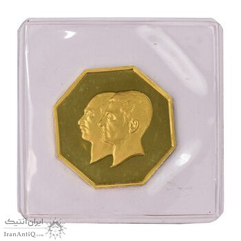 مدال طلا 5 گرمی بانک ملی (هشت ضلعی) - با پلمپ - PF67 - محمد رضا شاه