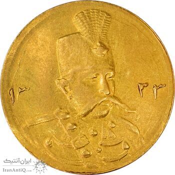 سکه طلا 5000 دینار 1323 تصویری - AU58 - مظفرالدین شاه