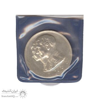 مدال نقره نوروز 1353 چوگان (با کاور فابریک) - AU58 - محمد رضا شاه