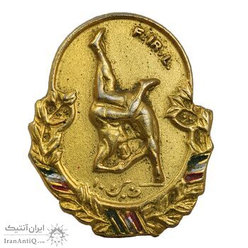 نشان سوزنی اهدایی فدراسیون کشتی - طلایی - EF - محمد رضا شاه