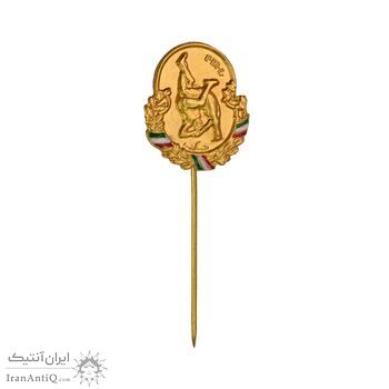 نشان سوزنی اهدایی فدراسیون کشتی - طلایی - UNC - محمد رضا شاه