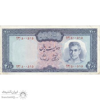 اسکناس 200 ریال (آموزگار - سمیعی) نوشته سیاه - تک - EF45 - محمد رضا شاه اسکناس 200 ریال (آموزگار - سمیعی) نوشته سیاه - تک - EF45 - محمد رضا شاه