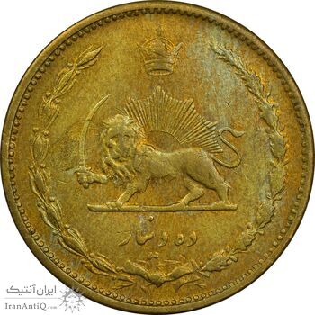 سکه 10 دینار 1320 برنز - EF40 - رضا شاه