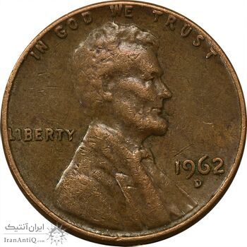 سکه 1 سنت 1962D لینکلن - EF45 - آمریکا سکه 1 سنت 1962D لینکلن - EF45 - آمریکا