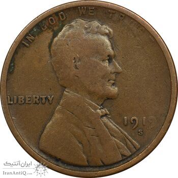 سکه 1 سنت 1919S لینکلن - VF30 - آمریکا