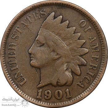 سکه 1 سنت 1901 سرخپوستی - EF40 - آمریکا