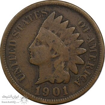 سکه 1 سنت 1901 سرخپوستی - VF30 - آمریکا