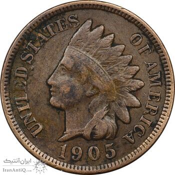 سکه 1 سنت 1905 سرخپوستی - EF45 - آمریکا