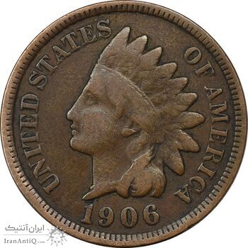سکه 1 سنت 1906 سرخپوستی - EF45 - آمریکا