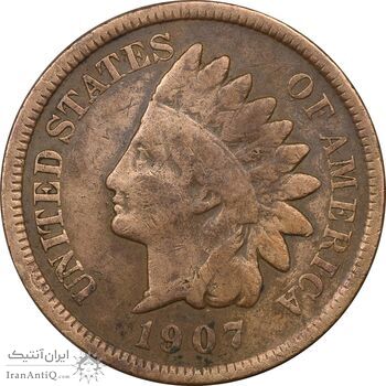 سکه 1 سنت 1907 سرخپوستی - EF45 - آمریکا