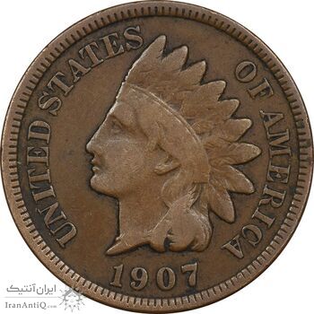 سکه 1 سنت 1907 سرخپوستی - EF40 - آمریکا