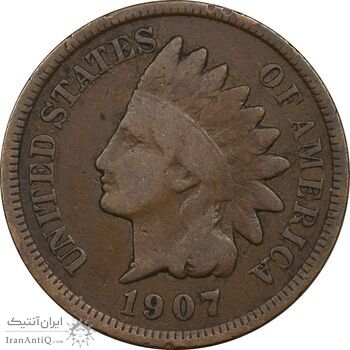 سکه 1 سنت 1907 سرخپوستی - VF35 - آمریکا