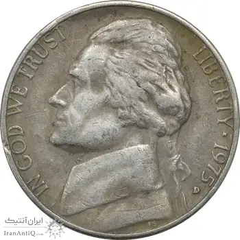 سکه 5 سنت 1975 جفرسون - EF45 - آمریکا