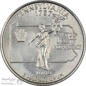 سکه کوارتر دلار 1999D ایالتی (پنسیلوانیا) - MS62 - آمریکا