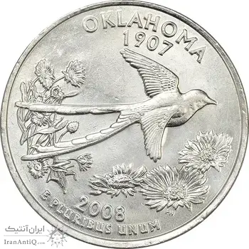سکه کوارتر دلار 2008P ایالتی (اوکلاهما) - MS62 - آمریکا