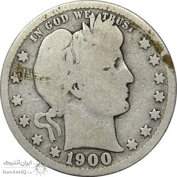 سکه کوارتر دلار 1900 باربر - VF25 - آمریکا