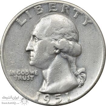سکه کوارتر دلار 1951D واشنگتن - VF35 - آمریکا سکه کوارتر دلار 1951D واشنگتن - VF35 - آمریکا