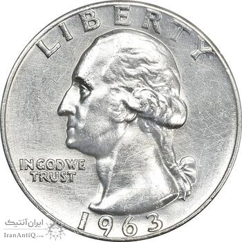 سکه کوارتر دلار 1963 واشنگتن - AU50 - آمریکا سکه کوارتر دلار 1963 واشنگتن - AU50 - آمریکا