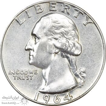 سکه کوارتر دلار 1964 واشنگتن - AU55 - آمریکا سکه کوارتر دلار 1964 واشنگتن - AU55 - آمریکا