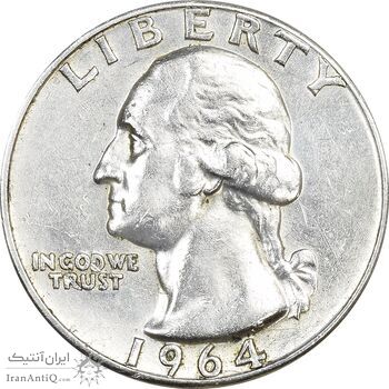 سکه کوارتر دلار 1964 واشنگتن - AU50 - آمریکا سکه کوارتر دلار 1964 واشنگتن - AU50 - آمریکا