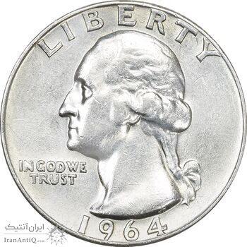 سکه کوارتر دلار 1964D واشنگتن - AU50 - آمریکا سکه کوارتر دلار 1964D واشنگتن - AU50 - آمریکا