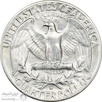 سکه کوارتر دلار 1964D واشنگتن - AU50 - آمریکا سکه کوارتر دلار 1964D واشنگتن - AU50 - آمریکا