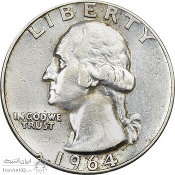 سکه کوارتر دلار 1964 واشنگتن - EF40 - آمریکا سکه کوارتر دلار 1964 واشنگتن - EF40 - آمریکا