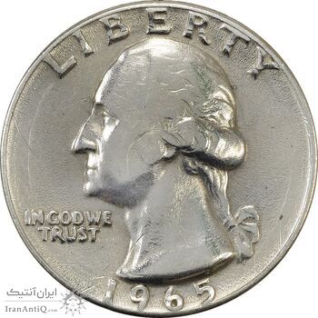 سکه کوارتر دلار 1965 واشنگتن - AU55 - آمریکا سکه کوارتر دلار 1965 واشنگتن - AU55 - آمریکا