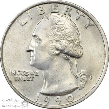 سکه کوارتر دلار 1990P واشنگتن - MS61 - آمریکا