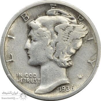 سکه 1 دایم 1936 مرکوری - EF40 - آمریکا سکه 1 دایم 1936 مرکوری - EF40 - آمریکا