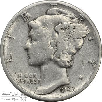 سکه 1 دایم 1943 مرکوری - EF40 - آمریکا