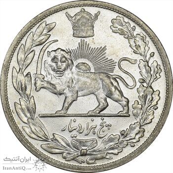 سکه 5000 دینار 1306L تصویری - MS62 - رضا شاه