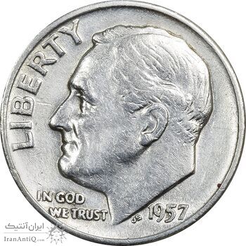 سکه 1 دایم 1957D روزولت - AU50 - آمریکا سکه 1 دایم 1957D روزولت - AU50 - آمریکا