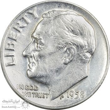 سکه 1 دایم 1958D روزولت - AU55 - آمریکا