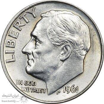 سکه 1 دایم 1961 روزولت - MS61 - آمریکا سکه 1 دایم 1961 روزولت - MS61 - آمریکا