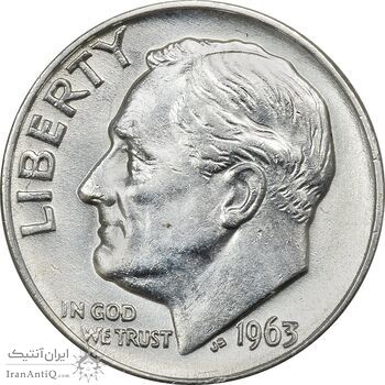 سکه 1 دایم 1963D روزولت - MS62 - آمریکا سکه 1 دایم 1963D روزولت - MS62 - آمریکا