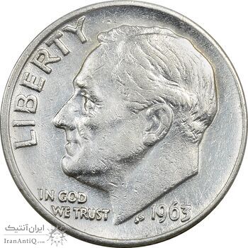 سکه 1 دایم 1963D روزولت - EF45 - آمریکا سکه 1 دایم 1963D روزولت - EF45 - آمریکا