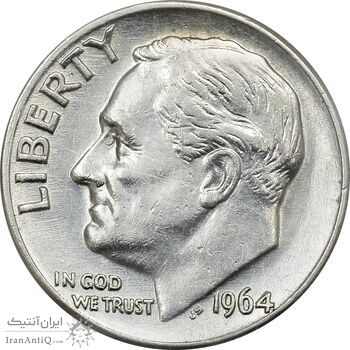 سکه 1 دایم 1964D روزولت - AU55 - آمریکا سکه 1 دایم 1964D روزولت - AU55 - آمریکا