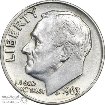 سکه 1 دایم 1963D روزولت - AU58 - آمریکا سکه 1 دایم 1963D روزولت - AU58 - آمریکا