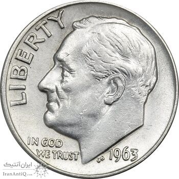 سکه 1 دایم 1963D روزولت - AU58 - آمریکا سکه 1 دایم 1963D روزولت - AU58 - آمریکا