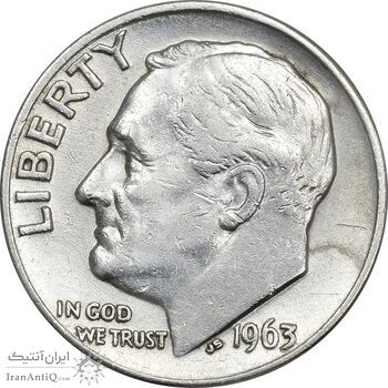 سکه 1 دایم 1963D روزولت - AU58 - آمریکا