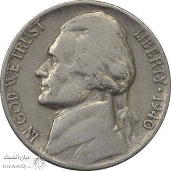 سکه 5 سنت 1940 جفرسون - VF30 - آمریکا