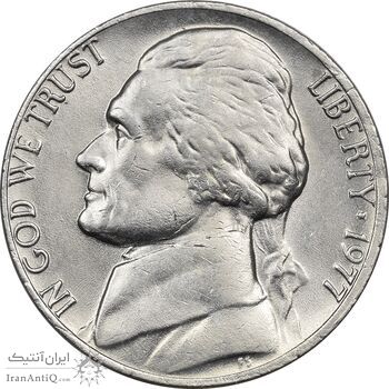 سکه 5 سنت 1977 جفرسون - AU58 - آمریکا