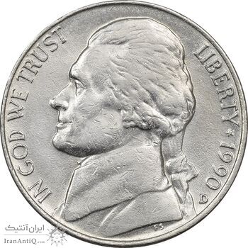 سکه 5 سنت 1990D جفرسون - AU50 - آمریکا