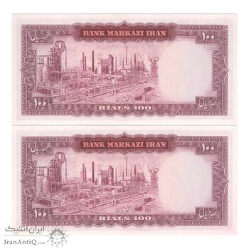 اسکناس 100 ریال (هویدا - سمیعی) - جفت - UNC64 - محمد رضا شاه