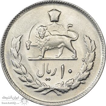 سکه 10 ریال 1357 - MS61 - محمد رضا شاه